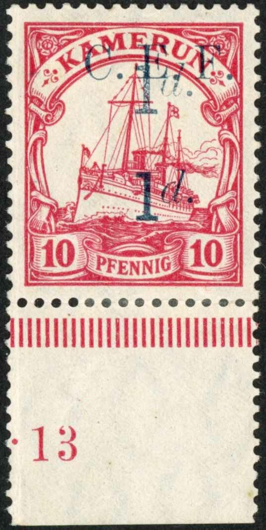 C.E.F. 1d ON 10pf DOUBLE OVERPRINT VARIETY: Mint example with "1d" ...