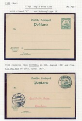 1900 POSTAL REPLY CARDS SELECTION: Includes 1901 5/5pf Mi P10 unused, ...