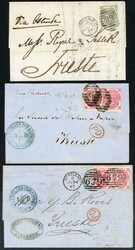 ** TRIESTE: 1860-1882 range of covers from London (mostly) to Trieste ...