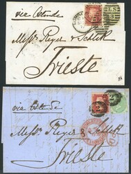** TRIESTE - LINE ENGRAVED/SURFACE PRINTED COMBINATION FRANKINGS: ...