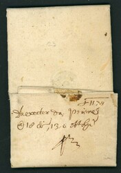 RARE "De pourt 4d" POSTAL RATE CORSINI COVER TO LONDON; 13 Oct. 1579 ...