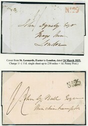 RARE UNFRAMED R.H. NOs. 20-29: 1830-39 group of E/ELs with Receiving ...