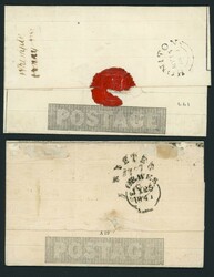 MULREADY 1d LETTER-SHEETS PAIR WITH BLACK MX - BROWN "Whimple/Penny ...