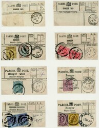 1891-1919 PARCEL POST LABELS EX BANGOR: Group of QV (4), KEVII (2) & ...