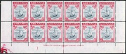 1944 10/- PERF. 14 SLATE-BLUE & CARMINE-LAKE block of 10, marginal ...