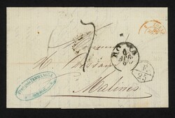 PAPAL STATES/BELGIUM - UNPAID COVER WITH RARE "F./25" MARK USED IN ...