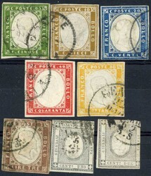 SARDINIA: 1855 Victor Emmanuel imperf. issues, one of each value used ...