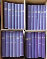 PHILATELIC EXPORTER: 44 bound vols. in matching purple cloth binding, ...