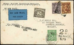 POSTAGE DUE COVER: 5 Jun. 1931 env. (some rust spots) to UK endorsed ...
