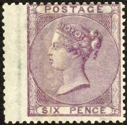1856 6d PALE LILAC: Very fine unused, left hand wing margin example. ...