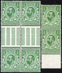 DOWNEY HEAD ½d SCARCE BLUISH GREEN SHADE: 1911-12 ½d bluish green ...