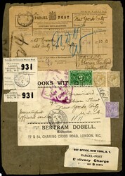 OVERSEAS PARCEL TO USA: 1919 large part parcel wrapper London to New ...