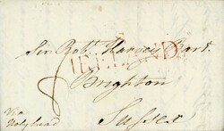 THE RARE LARGE LONDON "S[UNDAY]/IRELAND" MARK ON "VIA HOLYHEAD" COVER ...