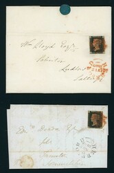 PAIR OF 1d BLACK COVERS EX HEREFORD: 12 July or 9 Nov. 1840 EL pair ...