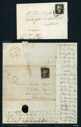 MOURNING COVER PAIR WITH 1d BLACKS EX HEREFORD: 10 Mar. 1841 & 29 ...