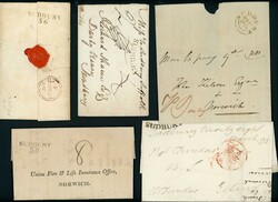 ** SUDBURY PRESTAMP MARKS ON COVER: 1795-1836 group inc. inverted ...