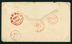 LERWICK TO BURMA COVER WITH UNUSUAL FRANKING: 23 Aug. 1865 env. from ...