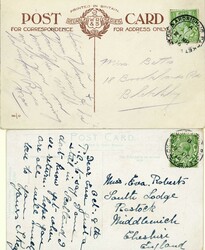 'SHIP-NAME REMOVED' PAIR OF CDS CANCELS ("A" OR "B") ON CARDS DURING ...