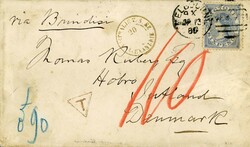 UNDERPAID PRE-U.P.U. COVER TO DENMARK VIA EGYPT & ITALY WITH RED ...