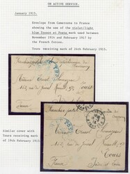 1915 "TRESOR ET POSTE" MARKS ON 'ACTIVE SERVICE' COVERS: Selection of ...