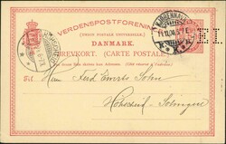 RARE POSTAL STATIONERY PERFIN: 11 Nov. 1904 10 ore postcard from ...