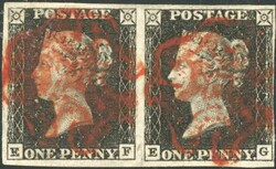 PLATE 1a - WIDE MARGINED PAIR: A good to wide margined EF-EG pair ...