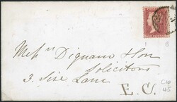 PLATE 45 IB USED ON COVER: 19 Jan. 1858 env. posted within London ...