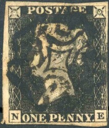 PLATE 1a NE with central black MX leaving corner letters clear. Three ...