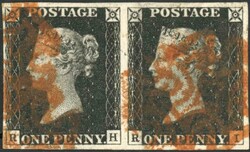 PLATE 1b - RH-RI: A wide margined pair with red-brown MX ...