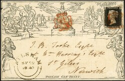 1d MULREADY LETTER SHEET FRONT WITH 1d BLACK: 12 Sept 1840 1d ...