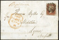INTERESTING COVER REGISTERED 1/- RATE: 12 Apr. 1844 E from Temple (ms ...