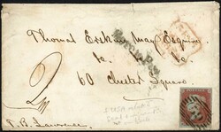 SCARCE LONDON "59" OF THE UNPAID LETTER DIVISION: 5 Feb. 1853 env. ...