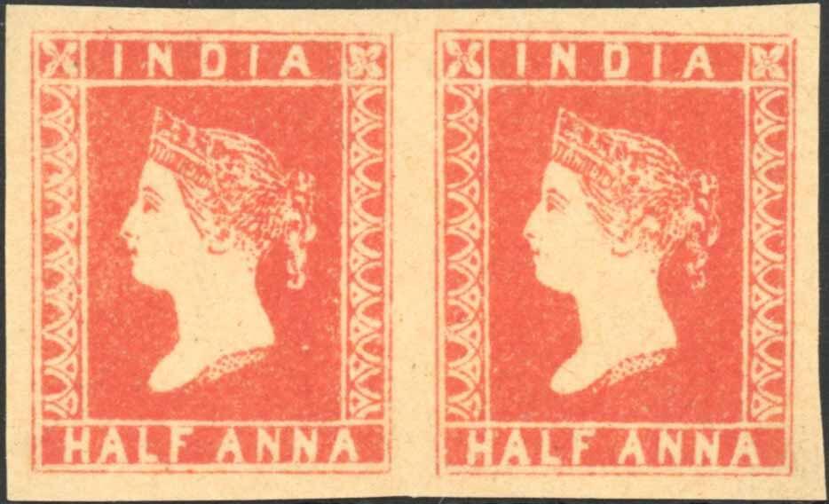 1854 ½a VERMILION 9½ ARCHES - EXCEPTIONAL UNUSED PAIR: Very fine ...