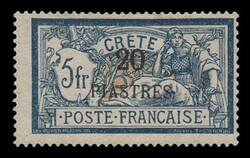 French post office: 5 values complete set "Surcharged Crete issue", m ...