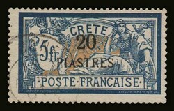 French post office: 5 values complete set "Surcharged Crete issue", u ...
