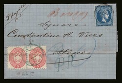 Austrian post office: EL franked with 5sld. in pair cancelled "VOLO ...