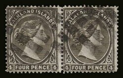 Falkland islands: SG.9w in pair, wmk crown to right of CA, u. VF