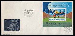 Romania: 1972 Olympic games. Michel Bl. 97 on FDC. VF