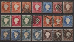 Gambia: 21 classic period stamps. used, mint, mng. Mixed condition