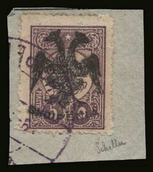 Albania: Mi. 10, u. on fragment. Signed Scheller. F-VF