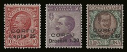 Italian occupation: 3 values complete set "2nd CORFU" overprint, m. ...