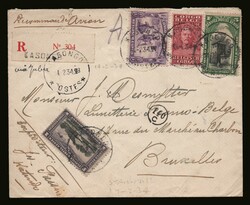 Belgian Congo: Registered airmail cover, cancelled "KASONGO 14.2.34", ...