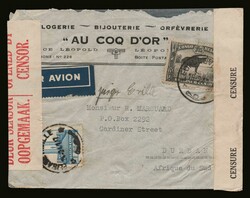 Belgian Congo: Commercial airmail cover cancelled "LEOPOLDVILLE 18.2 ...