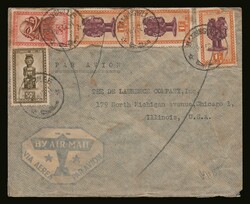 Belgian Congo: Airmail cover cancelled "BANNINVILLE 11.1.52" to USA