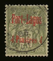 French post office: 6 values complete set "Port-Lagos" overprint, u. ...