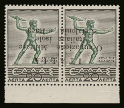 Italian occupation: 5lep.+5lep. in pair "Argostoli overprints" with ...