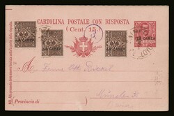 Italian post office: Double PS 7½c.+7½c. cancelled "OE LLOYD ...