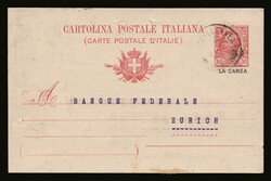 Italian post office: PS 10c. (07) cancelled "LA CANEA 28.7.10" to ...