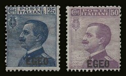 Italian occupation: 2 values complete set "EGEO" overprint, m. F-VF ...