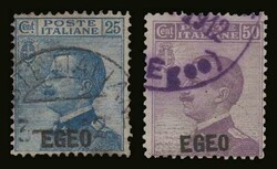 Italian occupation: 2 values complete set "EGEO" overprint, u. VF ...